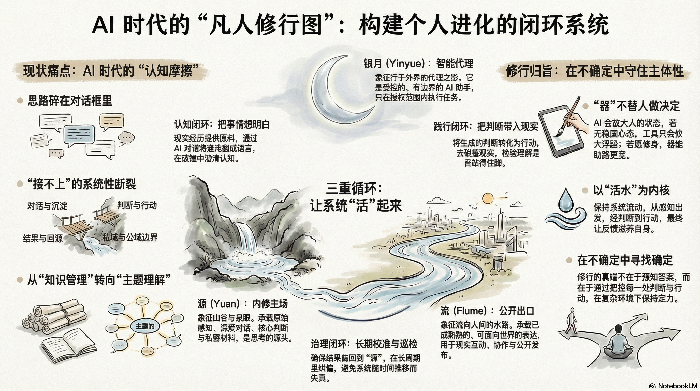 AI 时代的凡人修行图信息图